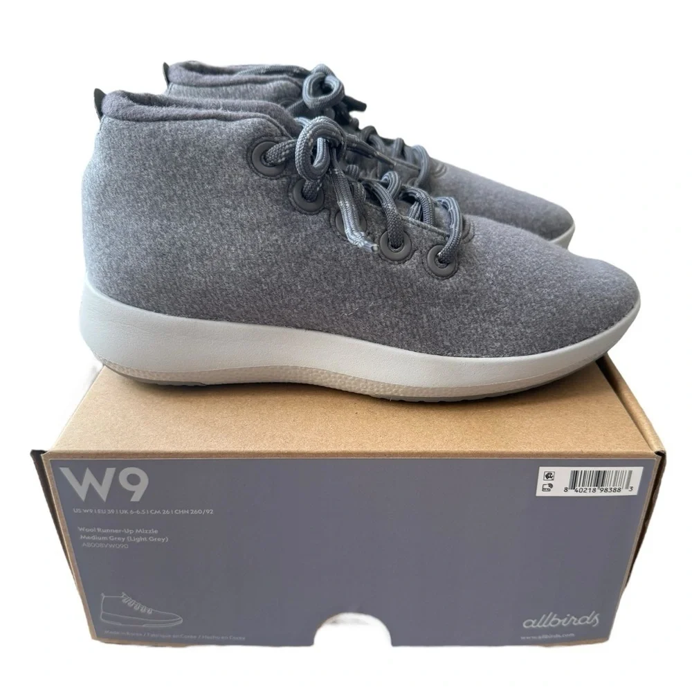 NIB Allbirds Women’s Wool Runner Up Mizzles Shoes in Light Grey in size 9